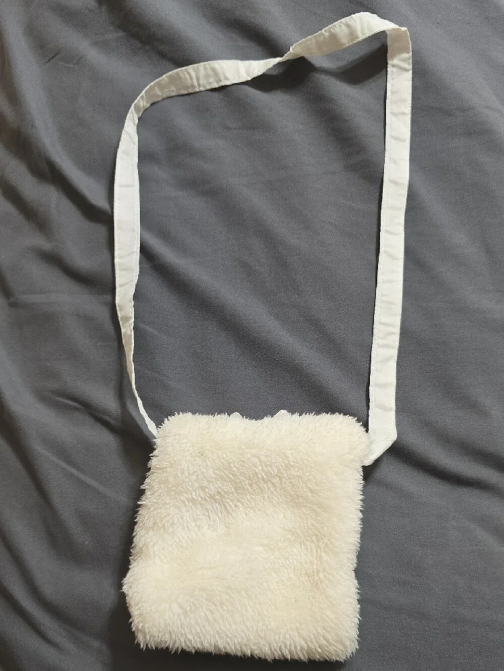 Nicole Miller Cream Faux Fur Kids Crossbody Bag with Bow